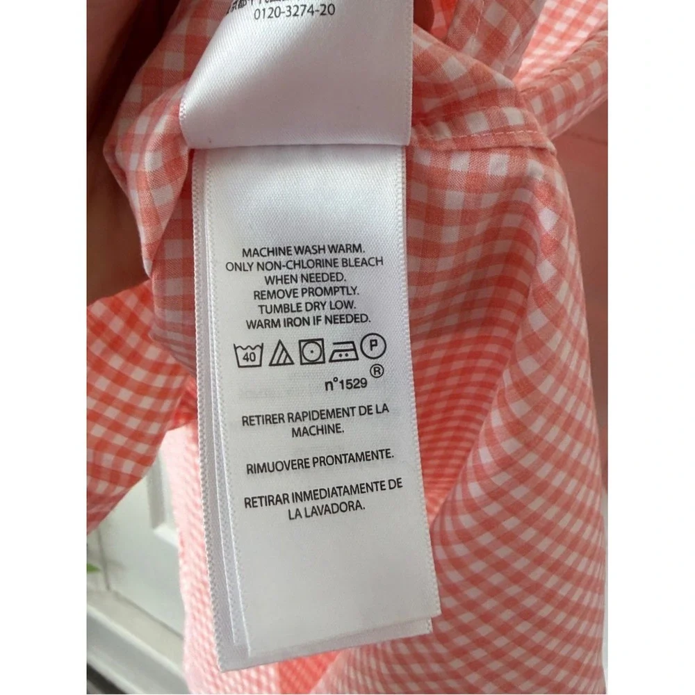 Ralph‎ Lauren Men's Button Down Shirt Orange Gingham Checkered Slim Fit Stretch